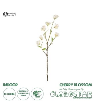 GloboStar® Artificial Garden WHITE CHERRY BLOSSOM BRANCH 21320 Τεχνητό Διακοσμητικό Λευκό Κλαδί Κερασίας Y88cm